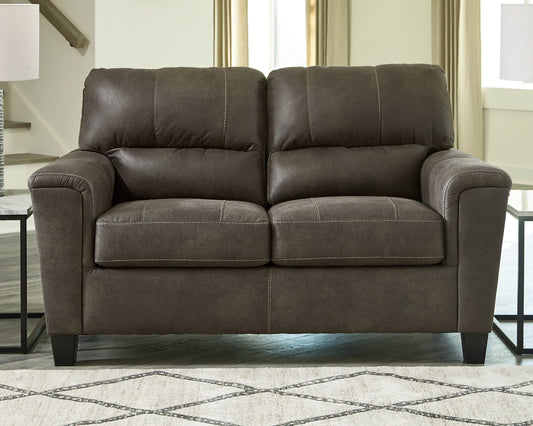 Charcoal leather Navi Loveseat