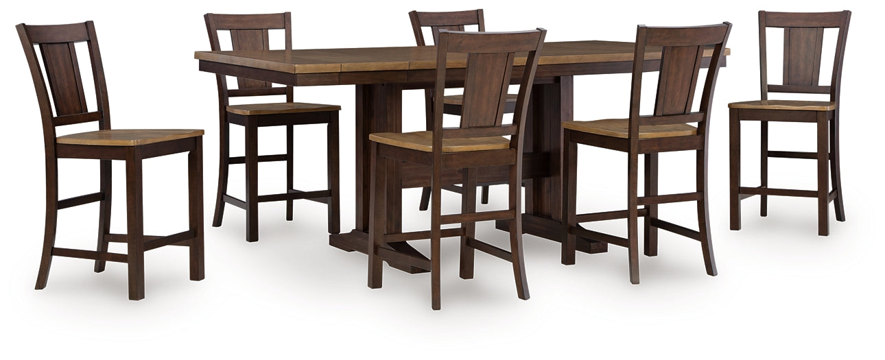 Rylandeen Counter Height Dining Table and 6 Barstools