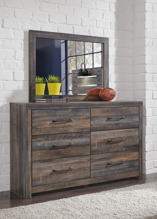 Drystan Queen Bookcase Bed with Mirrored Dresser