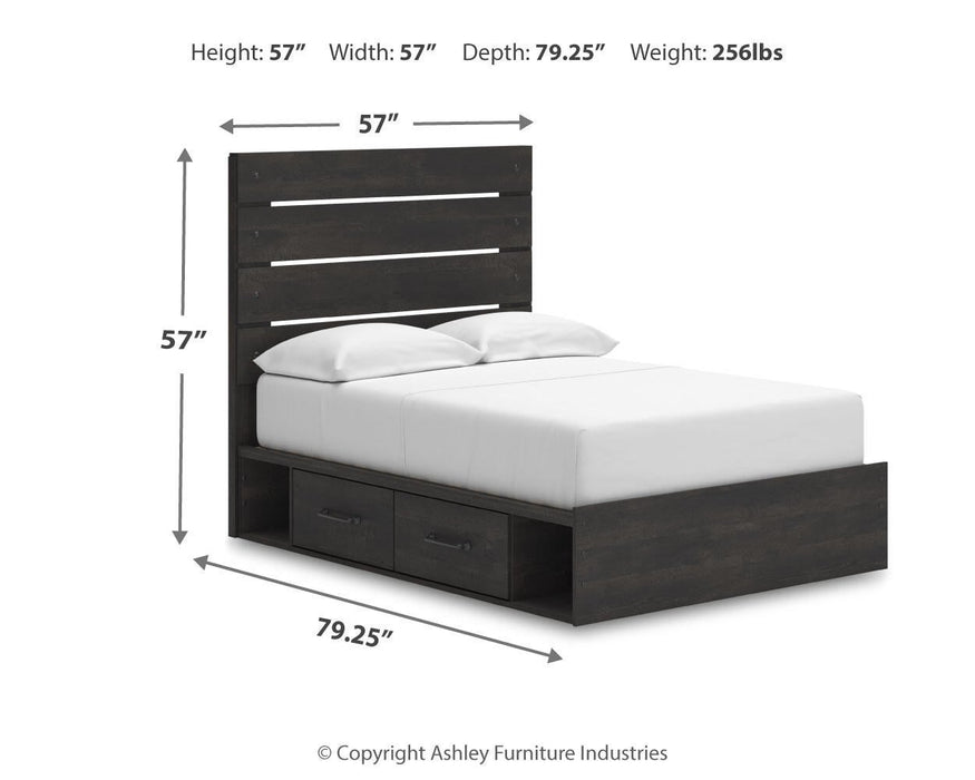 Hollivern Full Panel Bed with Storage, Dresser and Mirror