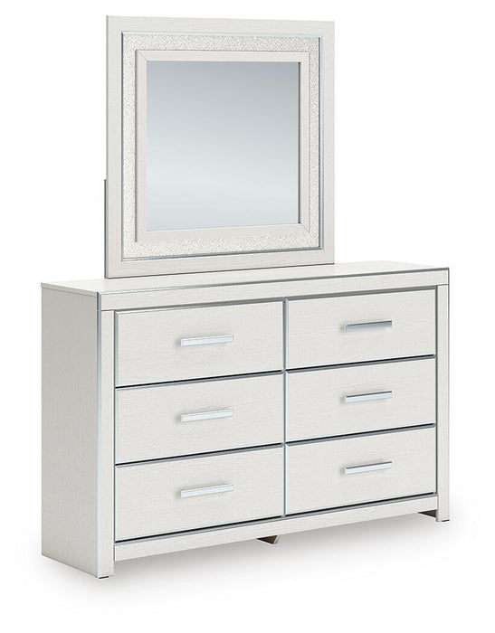 Zuraleus King Upholstered Panel Platform Storage Bed, Dresser and Mirror