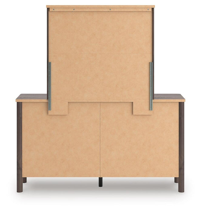Pamytta Queen Upholstered Panel Bed, Dresser and Mirror