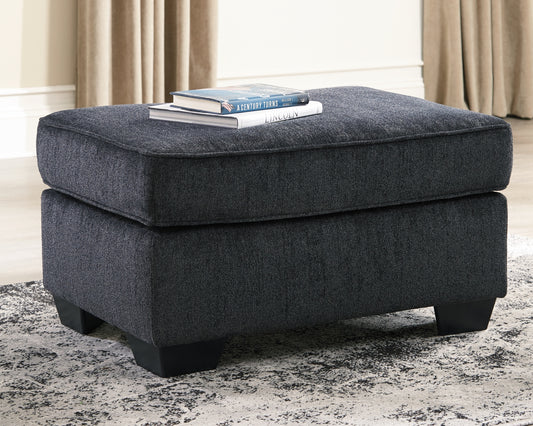 If style is the question, then this ottoman is the answer. Its decidedly contemporary profile is enhanced with plump cushioning and a chenille-feel upholstery, so pleasing to the touch. Rest assured, this ottoman in slate gray is sure to play well with so many color schemes.