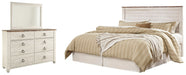 Willowton Queen/Full Panel Headboard Bed with Mirrored Dresser