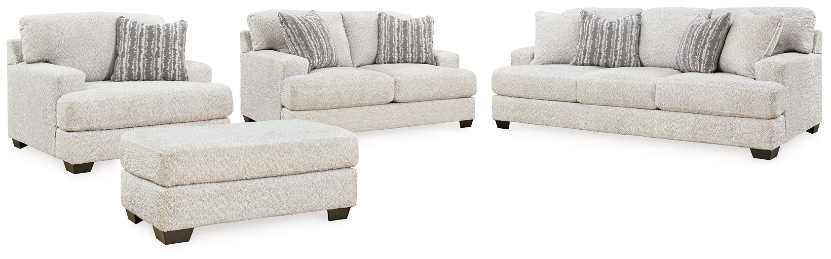 Brebryan Sofa, Loveseat, Chair and Ottoman soft fabric, off white color